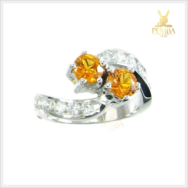 แหวนบุษราคัมแท้ สีเหลืองทองสวยใสไฟดี เงินแท้ ดีไซด์เก๋ๆ น่ารักๆ แหวนพลอยแท้