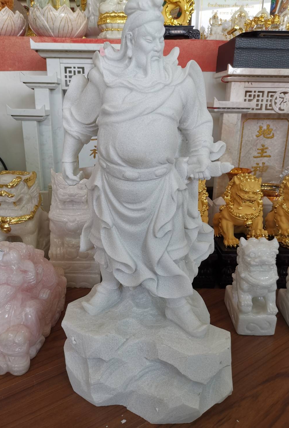 เทพเจ้ากวนอูหินอ่อน ปางห้ามศึก สูง 60 เซนติเมตร