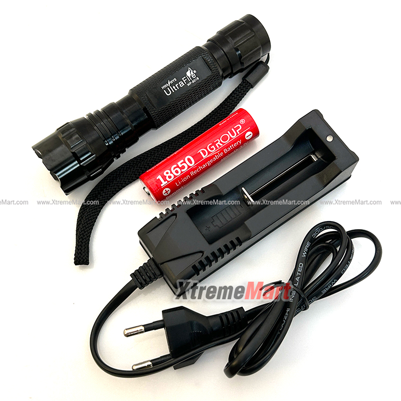 ชุดเซตไฟฉาย Ultrafire 501B หลอด OSRAM แสงสีเหลืองส้ม 1-Mode LED Flashlight (1*18650)