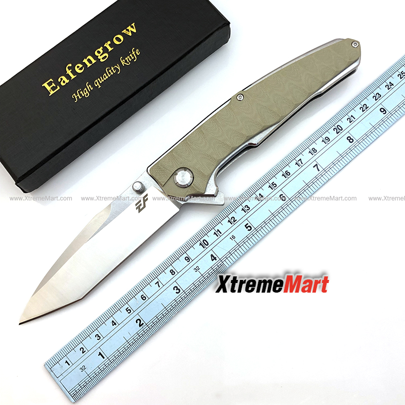 มีดพับ Eafengrow EF913 ด้ามน้ำตาล ใบ Tanto D2 Blade ด้าม G10 Handle Folding knife Survival Camping tool tactical knife (เล่มละ)