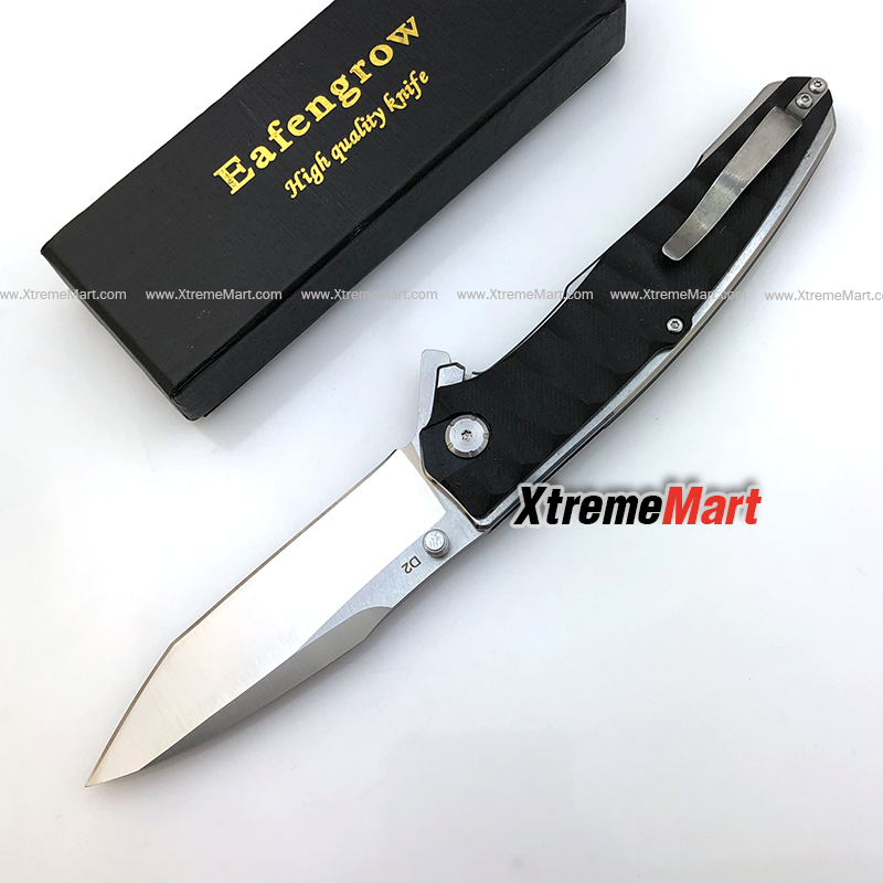มีดพับ Eafengrow EF913 ด้ามดำ ใบ Tanto D2 Blade ด้าม G10 Handle Folding knife Survival Camping tool tactical knife (เล่มละ)