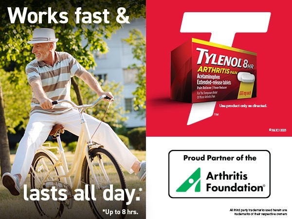 ยาบรรเทาอาการปวดจากข้อต่อ TYLENOL® 8HR Arthritis Pain Relief Extended-Release Tablets (100 Caplets)