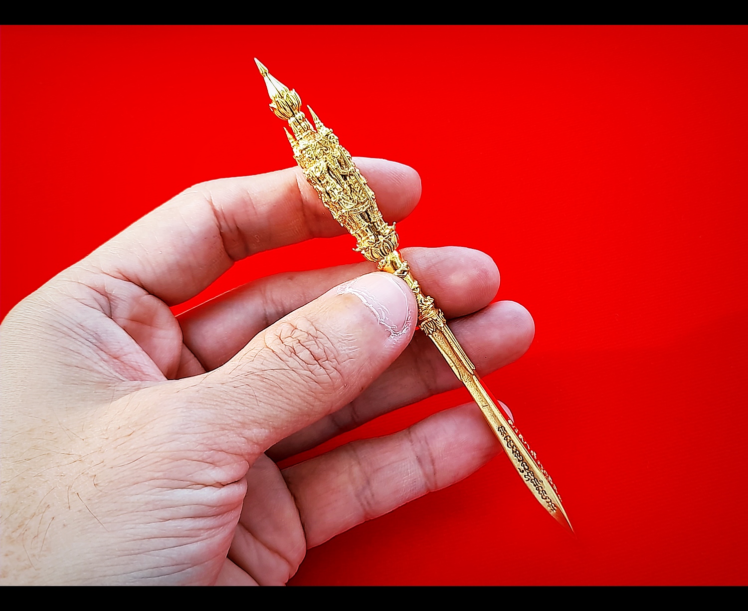 พระขรรค์โสฬส ศรีสรรเพชญ์ ที่๑ (ด้ามท้าวมหาราช ทั้ง4องค์ ท้าวจตุโลกบาล) (เข้าพิธีปลุกเสกมีดหมอเพชราวุธ วัดท่าขนุน ปี2558) ชุบทองแท้ #รับประกันแท้