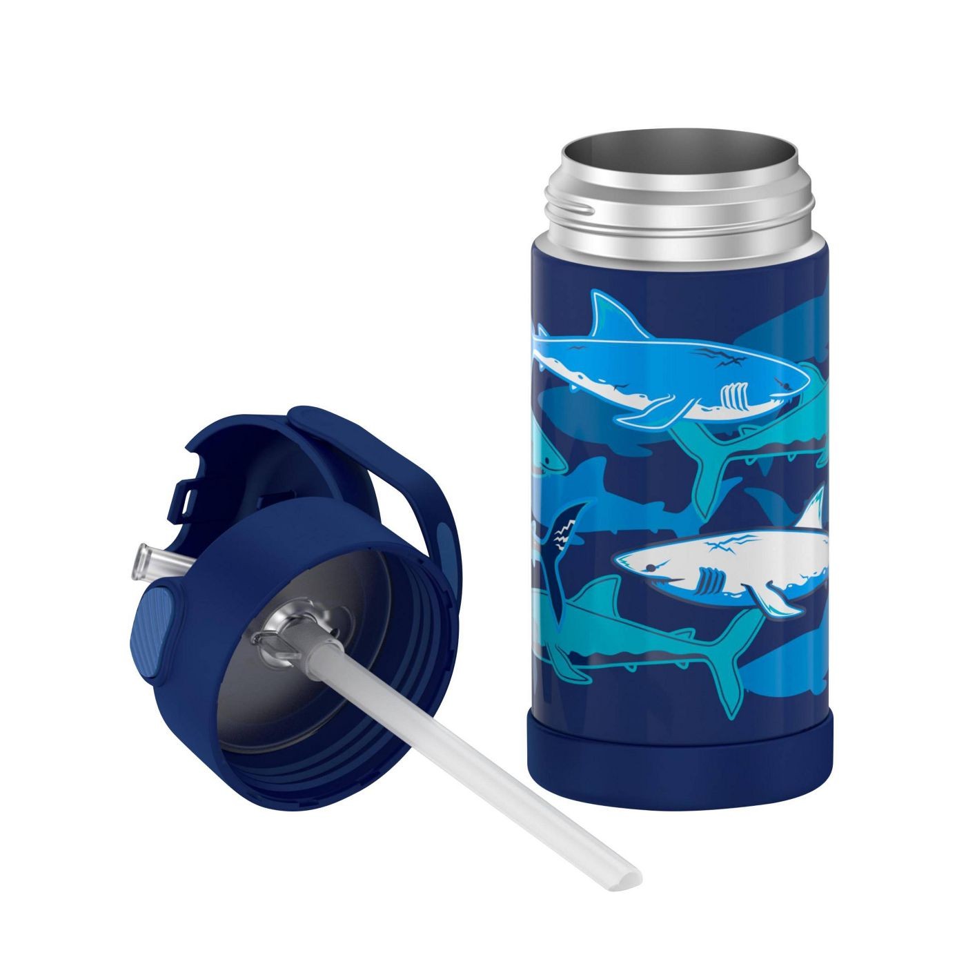 กระติกน้ำสเตนเลสรักษาอุณหภูมิ Thermos Sharks FUNtainer Vacuum Insulated Stainless Steel Bottle 12OZ with Bali Handle