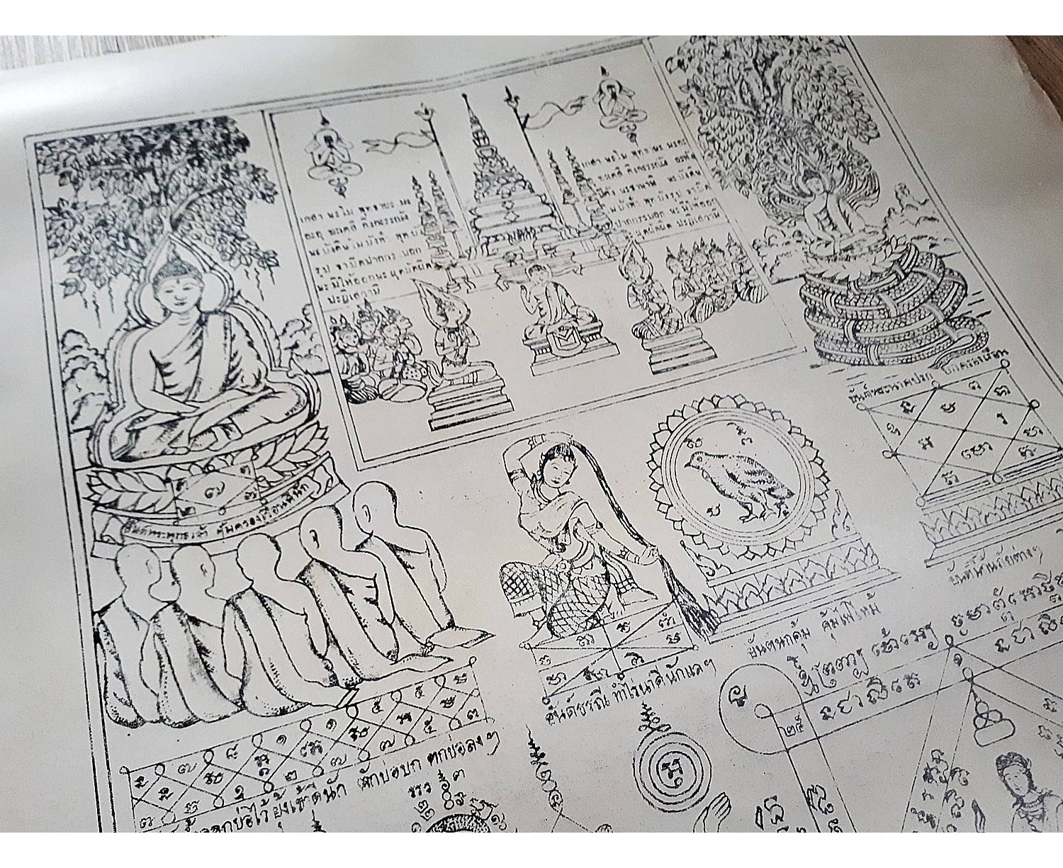 รูปภาพ หลวงปู่ครูบาธรรมชัย ด้านหลัง ยันต์รวม ปี2529 (ก่อนท่านมรณะภาพปี2530) (ขนาด 40-50ซม.) #รับประกันแท้และทัน