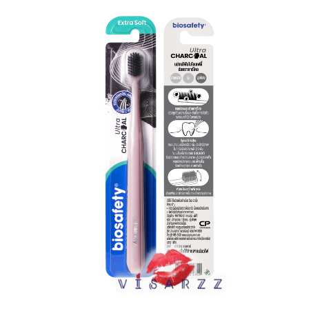 (คละสี) Biosafety Ultra charcoal แปรงสีฟันไบโอเซฟตี้ อัลตร้า ชาร์โคล ขนแปรงชาร์โคลเกลียวละเอียดที่ออกแบบมาเพื่อช่วยดูดซับสิ่งสกปรกลดการสะสมของแบคทีเรียขจัดคราบพลัคและคราบอาหาร