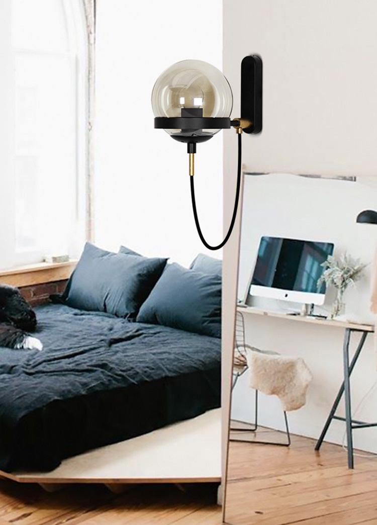 โคมไฟติดผนังแก้วทรงกลมสไตล์โมเดิร์นมีสายห้อยประดับ [W1011]