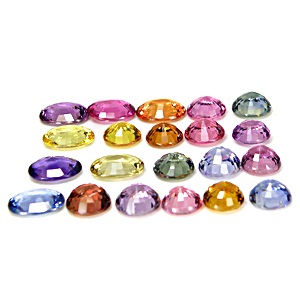 Unheated multi colour sapphire หนักรวม 26.29 กะรัต จำนวน 21 เม็ด เป็นพลอยดิบทั้งเซท สีแฟนซี หวานสวย ชุดใหญ่ พลอยกลมขนาดใหญ่ค่อนข้างหาได้ยาก