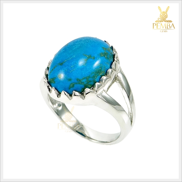 แหวนเทอร์คอยส์ อัญมณีสีฟ้าเขียวสวยงาม ดีไซน์เก๋ๆ