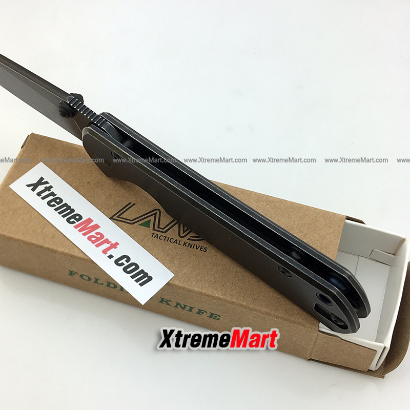 มีดพับ LAND รุ่น 913 (ล็อตใหม่ หมุดสีดำ) ใบมีดสแตนเลส ระบบ Frame Lock Stainless Steel Folding Knife (ด้ามดำ ใบดำ)