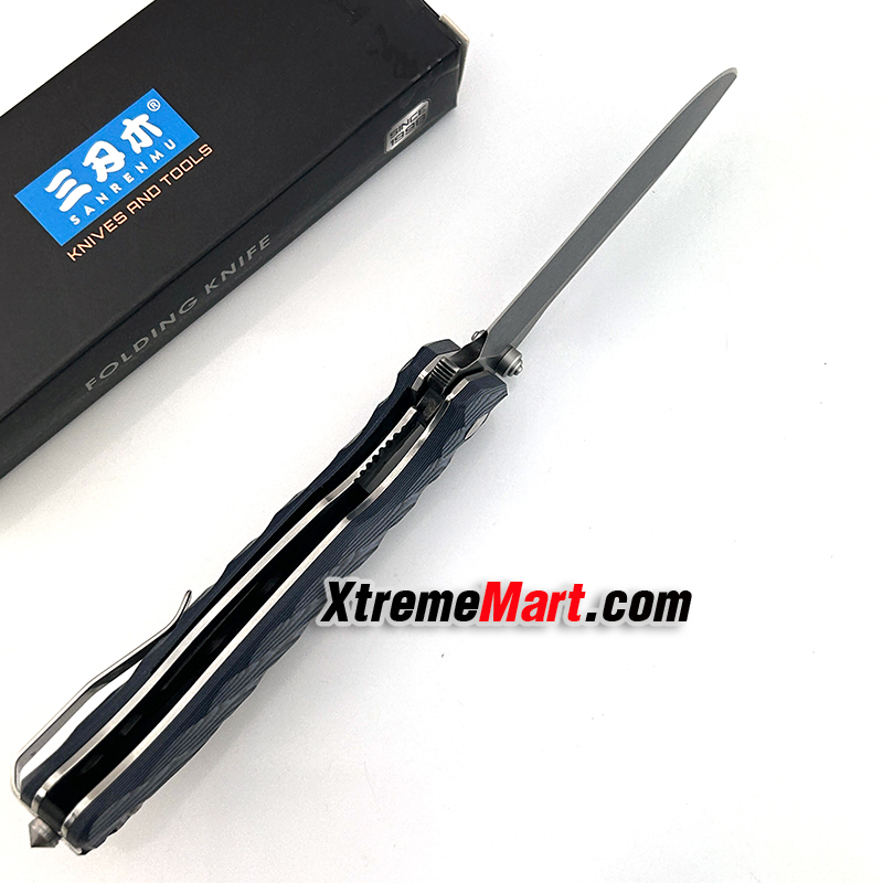 มีดพับ SANRENMU 1005 SRM-1005-GX2 ใบมีดสแตนเลส 9cr14mov ด้ามG10สีดำ จุดหมุนระบบตลับลูกปืน(Ball Bearing) เปิด-ปิด ลื่นมาก