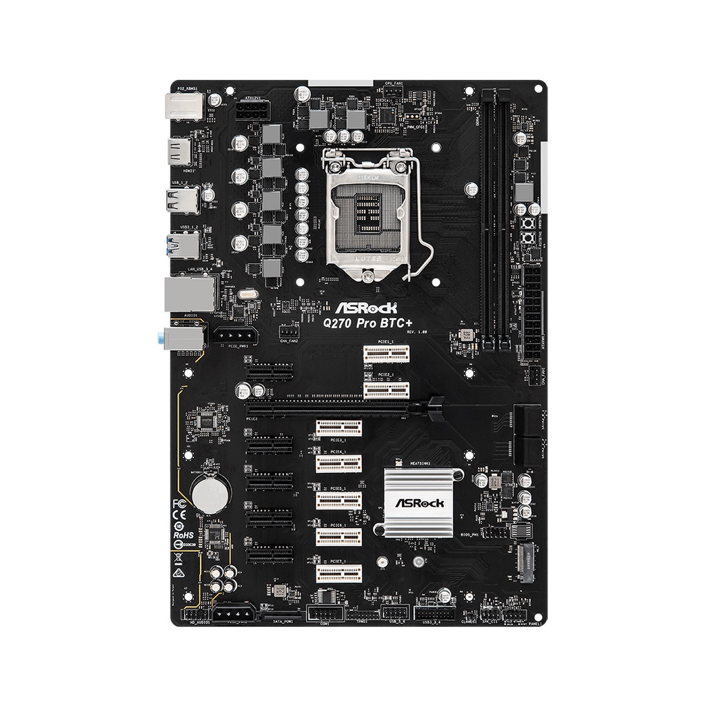 Motherboard Asrock Q270 Pro BTC+ ATX Intel 1151 Socket GEN6 GEN7 เทียบเท่า H110 BTC+ TB250 BTC PRO TB360 BTC PRO 2.0