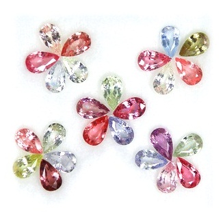 Pear Fancy Sapphire พลอยแฟนซีหยดน้ำ 5x3มิล จัดเซ็ท 25 เม็ด หนัก 6.16 กะรัต หลากหลายสี Multi Color เนื้อดี สีสวยงามทั้งอ่อน เข้ม ปนๆกัน
