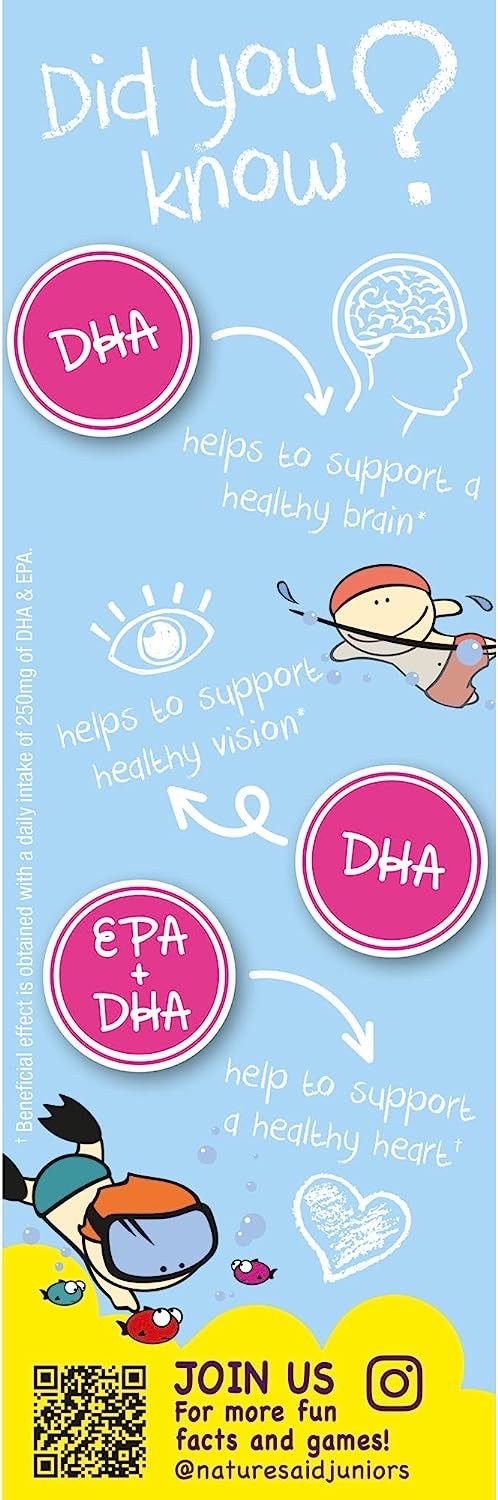 วิตามินบำรุงสมองสำหรับเด็ก Natures Aid Mini Drops DHA Omega-3 Brain & Vision Support