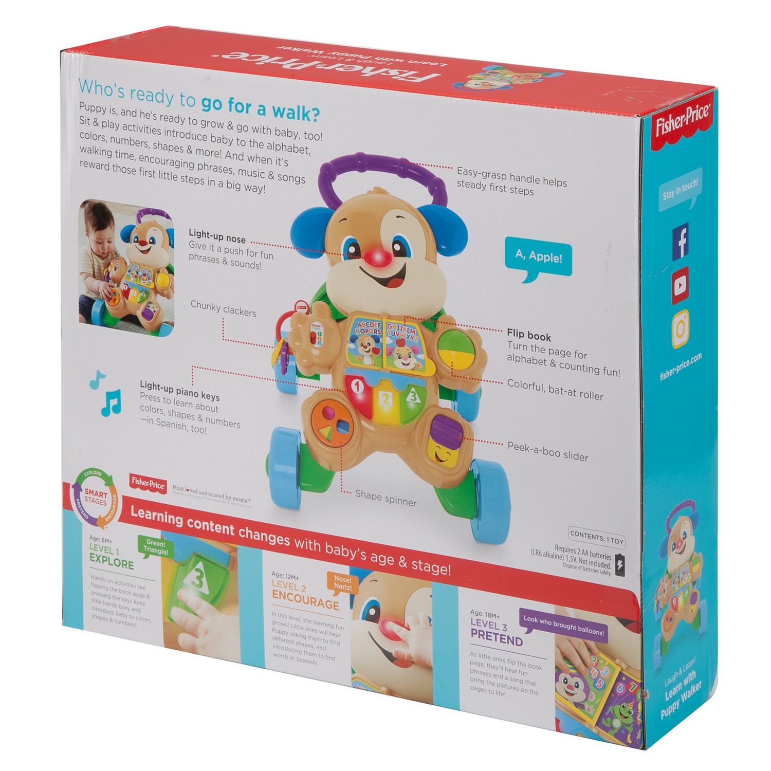 รถผลักเดินเสริมพัฒนาการสำหรับเด็ก Fisher-Price Laugh & Learn Smart Stages Learn with Puppy Walker