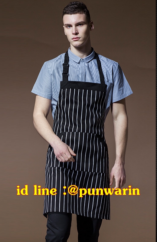 ผ้ากันเปื้อนพนักงานเสิรฟร้านกาแฟ ร้านอาหาร แบบเต็มตัว K6211009 สีภาพ ขนาดเดียว