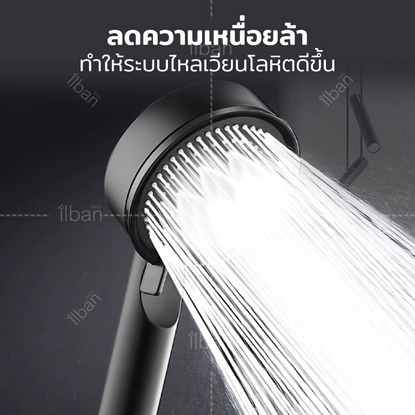 ilban ฝักบัว สปา หัวฝักบัวปรับระดับน้ำได้ สายน้ำดี แข็งแรง ทนทาน ลดความเหนื่อยล้า ประหยัดน้ำ สแตนเลส304 ชุบโครเมี่ยม(SUS304) Shower Head Luxury รุ่น 24K