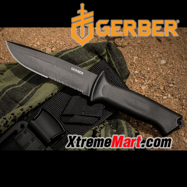 มีดใบ Fixed Gerber 22-01121N ของแท้ 100% Made in USA Prodigy Combo Edge Fixed Blade Survival Knife