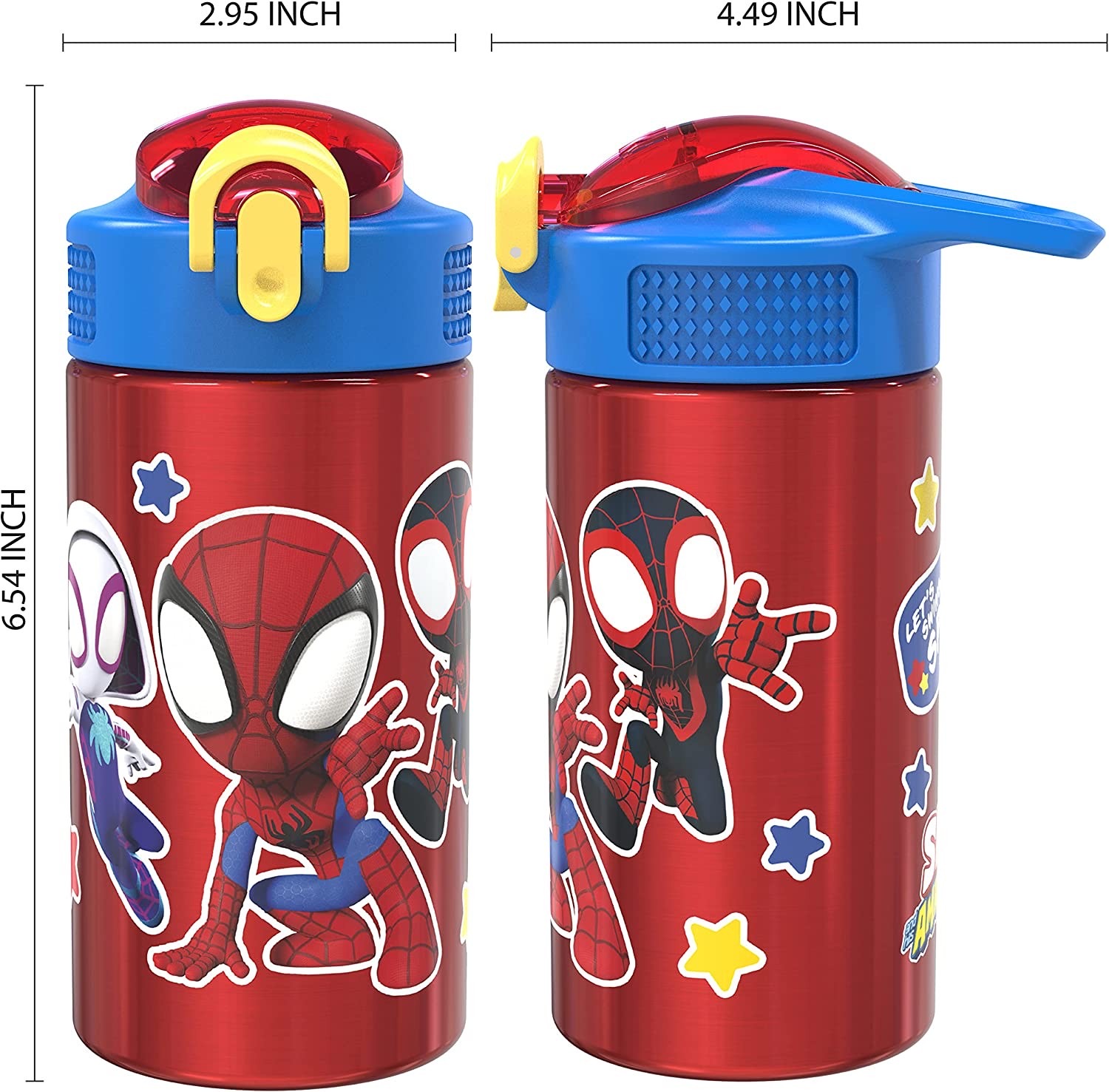 กระติกน้ำสเตนเลสพร้อมหลอดดื่ม Zak! Spider-Man & Friends 16 Oz. Stainless Steel Water Bottle