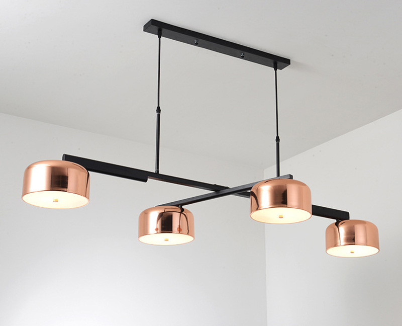 โคมไฟแขวนเพดานโต๊ะทานอาหารสไตล์โมเดิร์นโป๊ะกลม 4 ดวง สี Rose Gold [FMD800866]