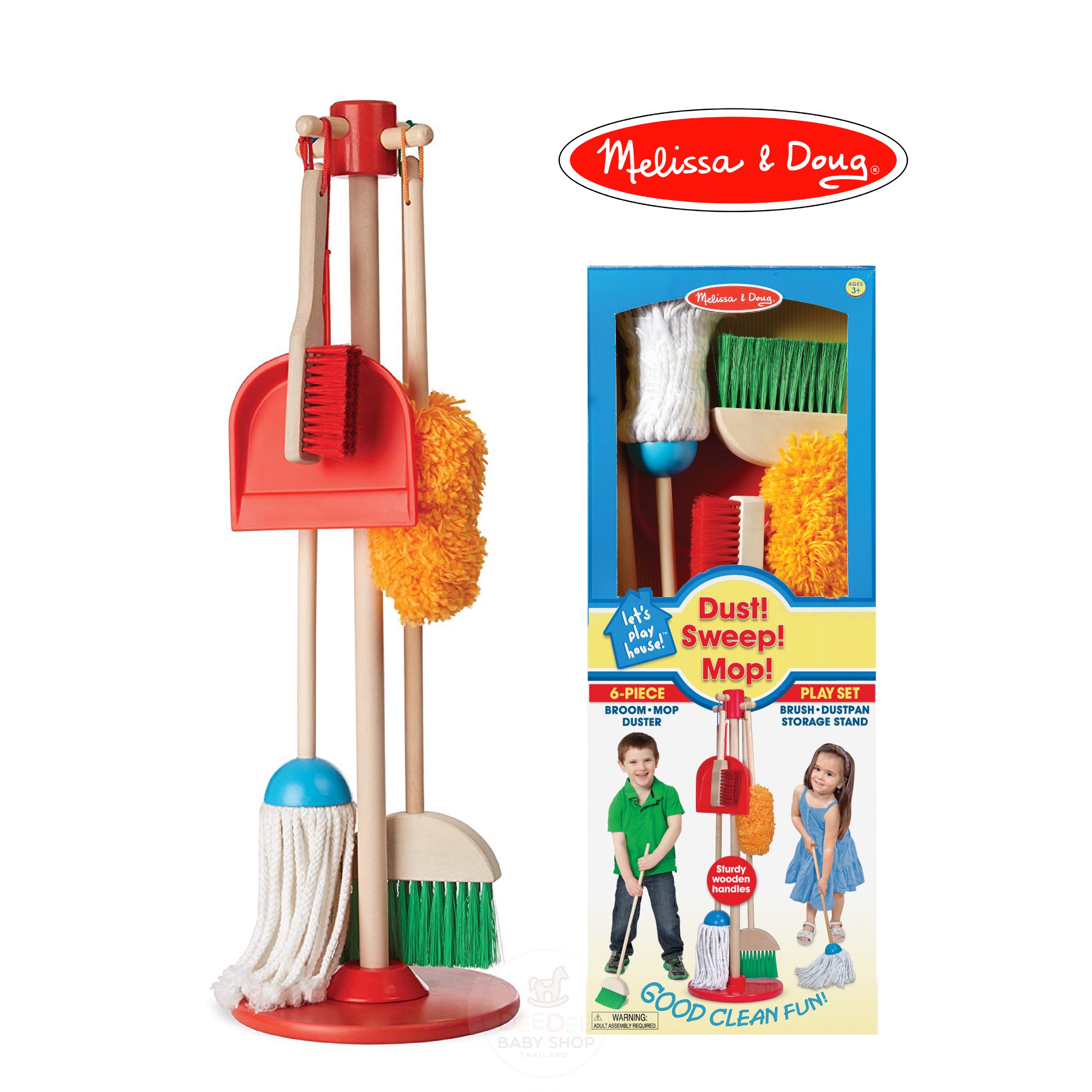 ชุดอุปกรณ์ทำความสะอาดสำหรับเด็ก Melissa & Doug Let's Play House! Dust! Sweep! Mop!