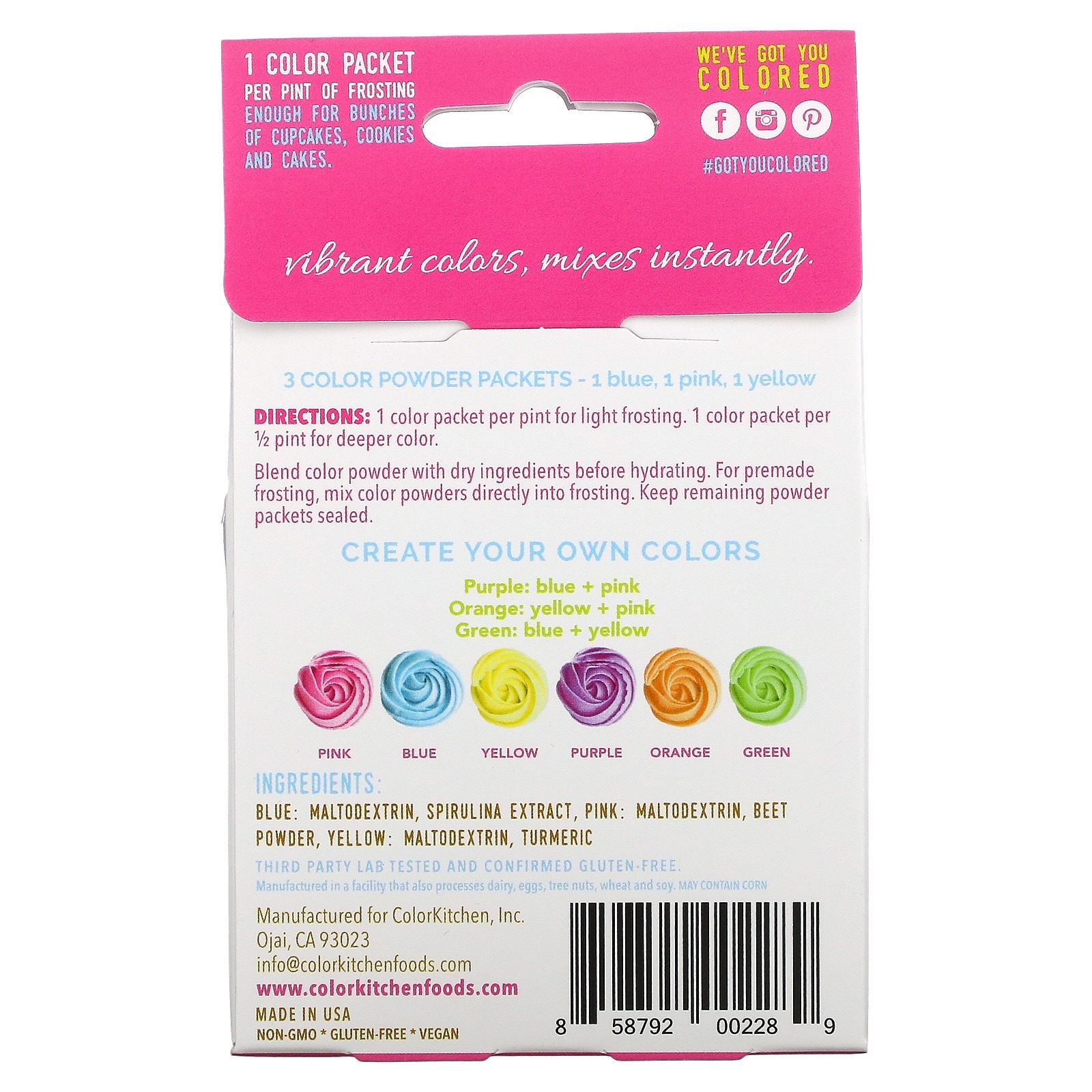สีผสมอาหารจากธรรมชาติ ColorKitchen Decorative Food Colors From Nature (3 Color) (7.5G)
