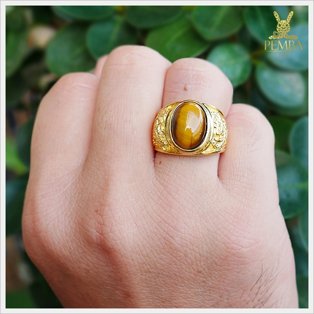 แหวนตาเสือ เงินแท้925 ชุบทองคำ โดดเด่นสะดุดตา ใส่เพิ่มความมั่นใจ