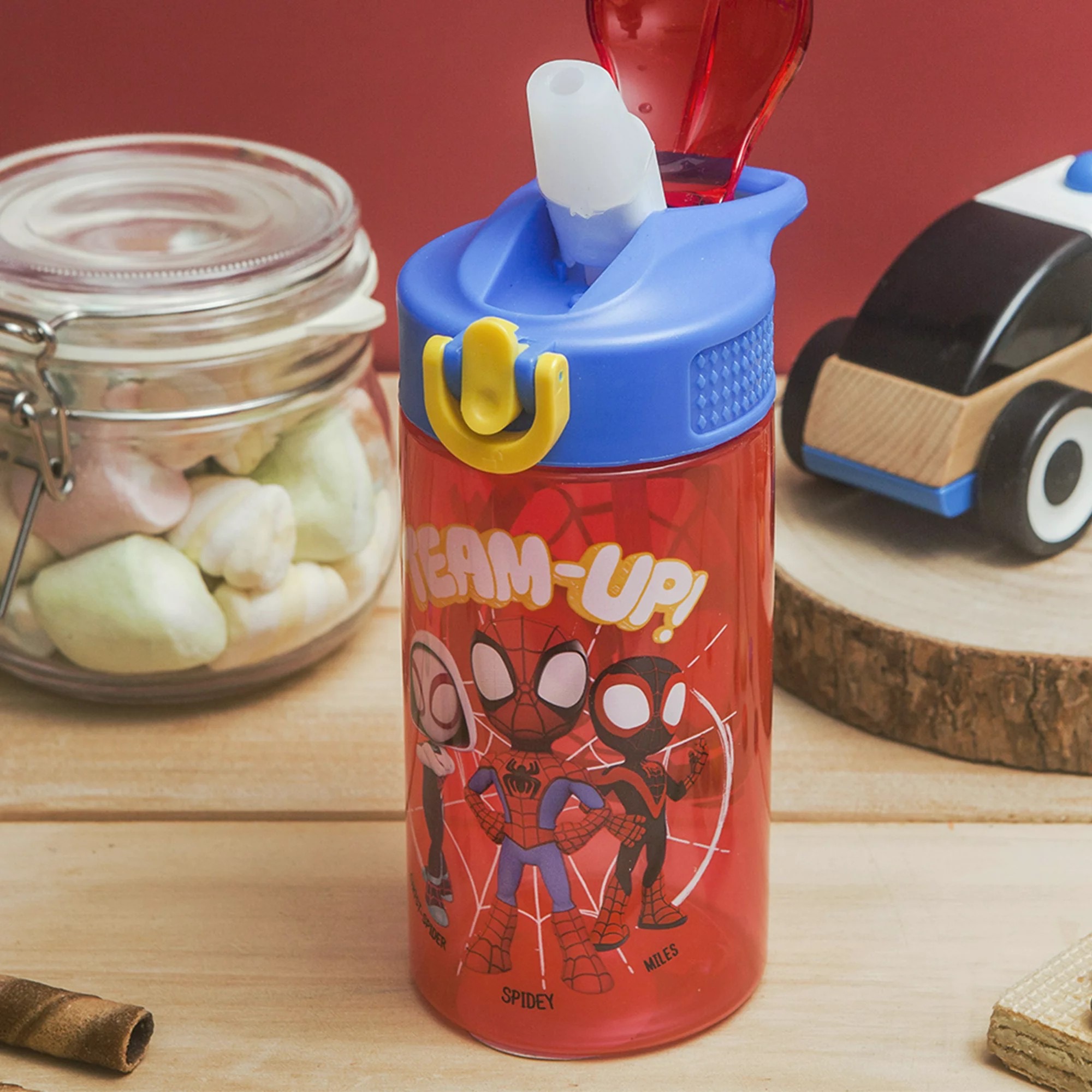 กระติกน้ำพร้อมหลอดดื่มสำหรับเด็ก Zak! Spidey & His Amazing Friends 16 Oz. Reusable Water Bottle with Straw