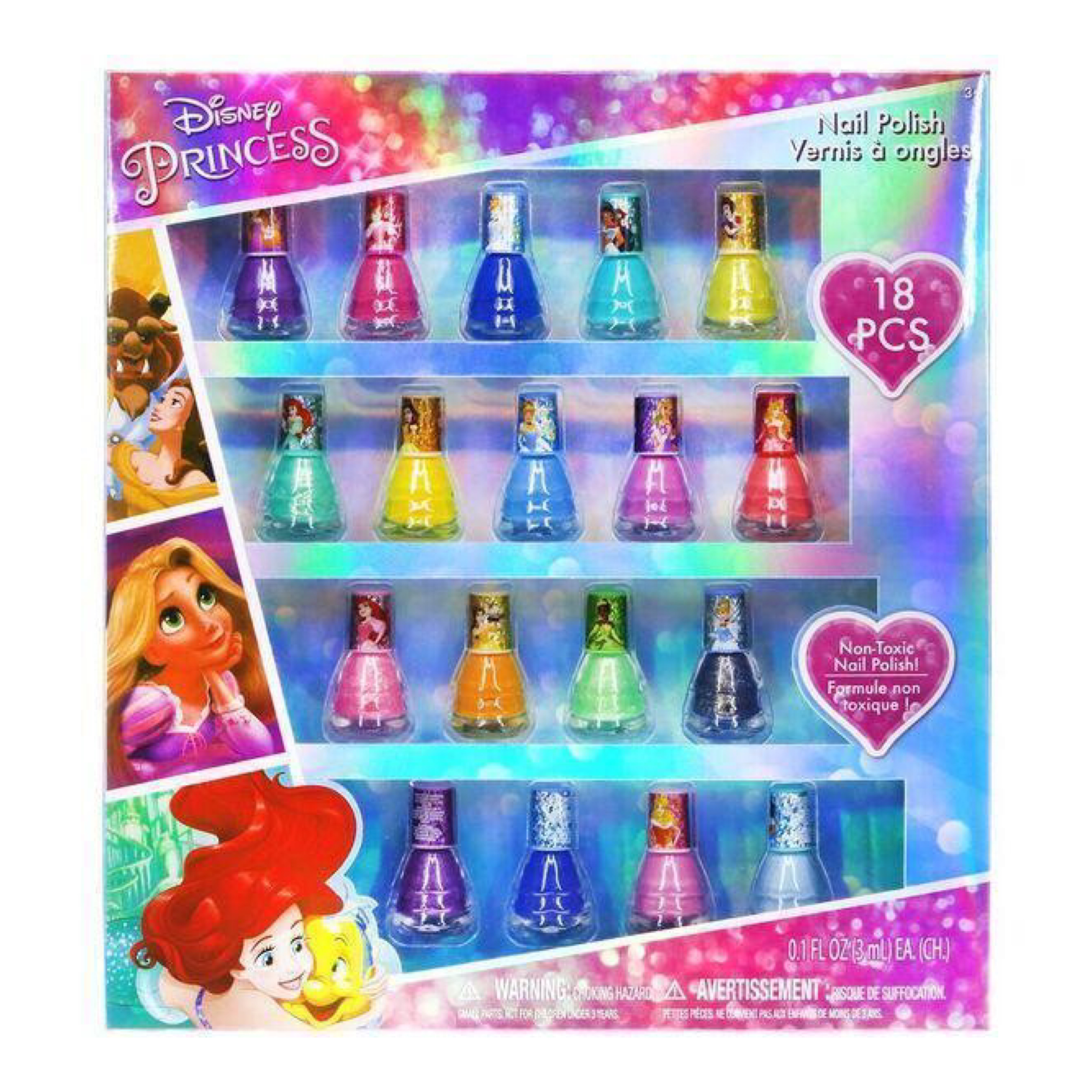 ชุดสีทาเล็บปลอดสารพิษสำหรับเด็ก TownleyGirl Disney Princess 18-Pack Nail Set