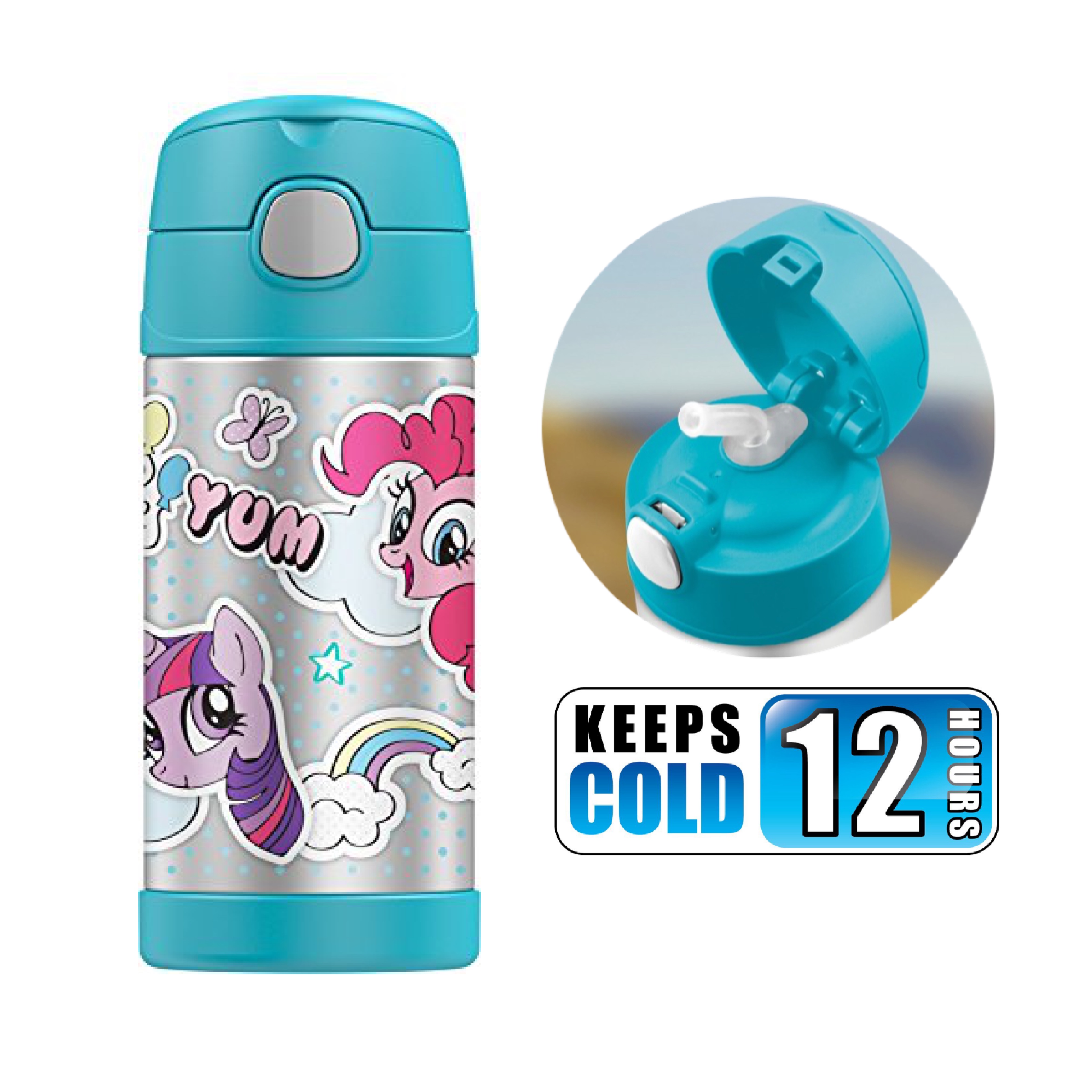 กระติกน้ำสเตนเลสรักษาอุณหภูมิ Thermos FUNtainer Vacuum Insulated Stainless Steel Bottle 12OZ (My Little Pony - Blue)