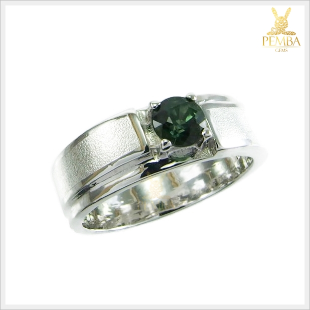 แหวนเขียวส่องแท้ เงินแท้925 ชุบทองคำขาว แหวนพลอยแท้