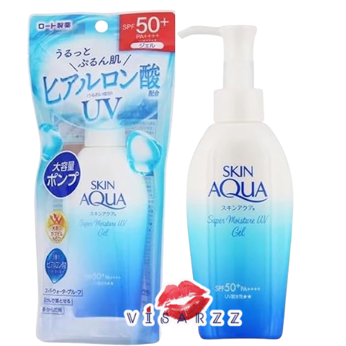 (140g ขวดปั๊มน้ำเงิน) Skin Aqua Super Moisture UV Gel SPF50+ PA++++ กันแดดเนื้อเจลบางเบา ปกป้องล้ำลึก พร้อมบำรุงผิว ป้องกันแสงแดดเต็มประสิทธิภาพ
