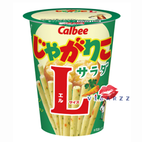 Exp.01/25 (ถ้วย L สีเขียว 68g รสสลัด) Calbee Jagabee Jagarico จากาบี้ คาลบี้ จาการิโกะแบบถ้วย ขนมญี่ปุ่นมันฝรั่งแท่งอบกรอบสุดฮิตจากญี่ปุ่น กรอบ อร่อย