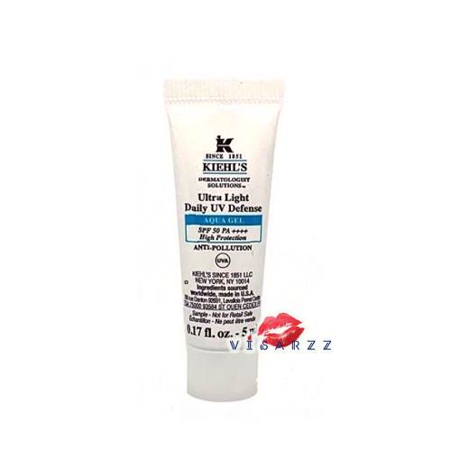 (Tester 5mL) Kiehl's Ultra Light Daily UV Defense Aqua Gel SPF 50 PA++++ กันแดดสูตรฟลูอิดบางเบาดุจน้ำ ปกป้องผิวจากทั้งรังสียูวีและมลภาวะ ป้องกันปราการคุ้มกันผิวจากมลภาวะและปฏิกิริยาออกซิเดชั่นที่เกิดจากรังสี UV