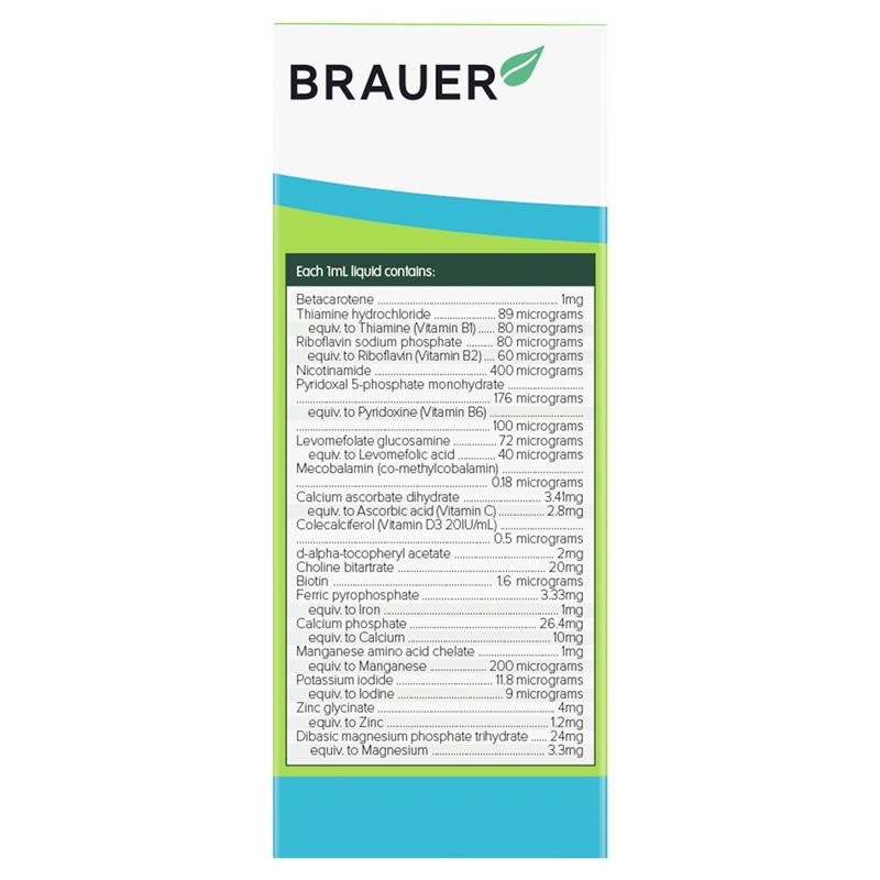 วิตามินรวมผสมธาตุเหล็กสำหรับเด็ก BRAUER Kids Liquid Multivitamin with Iron