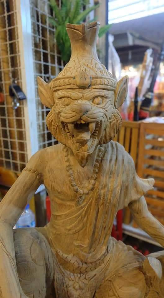 รูปหล่อ ปู่ฤาษี(บรมครู พ่อแก่)หน้าเสือ นั่งเสือ (ไม้สักแกะสลัก งานฝีมือ) ขนาดใหญ่ - (งานสั่งทำพรีออเดอร์ ตามคิวและระยะเวลา)