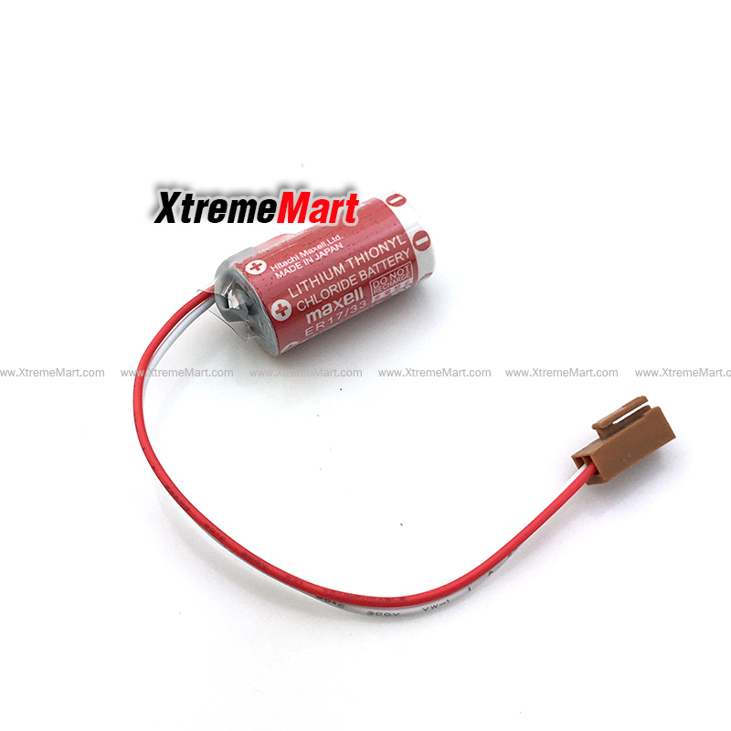แบตเตอรี่ Maxell ER 17/33 Lithium Battery 3.6V 1600mAh มีสายและขั้วสีน้ำตาล (ก้อนละ)