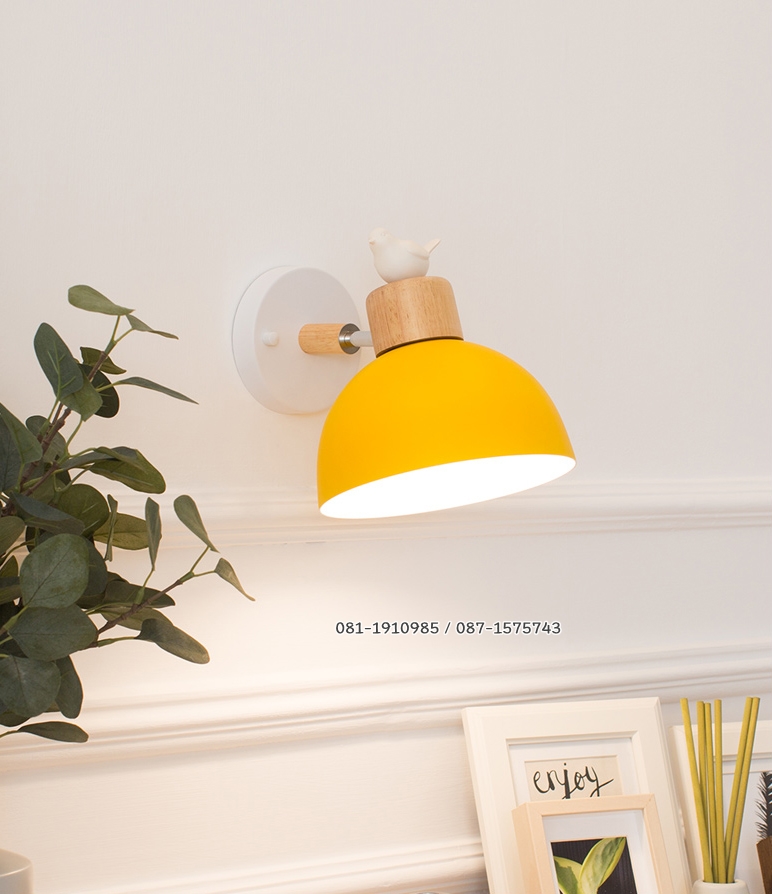 โคมไฟสไตล์นอดิก ถ้วยกลม หัวไม้