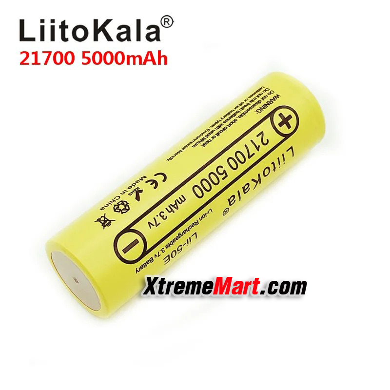 แบตเตอรี่ Liitokala lii-50E 21700 5000mah ชาร์จได้ 3.7V 5C discharge High Power batteries For High-power Appliances (ราคาต่อ1ก้อน)