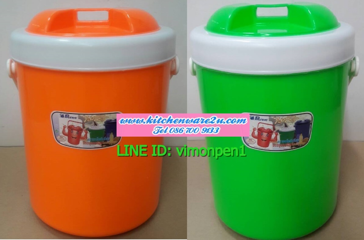 P09612 กระติกกลม 11 ลิตร สีส้ม+เขียว เกรดเอ Micro M11VV (ราคาส่งต่อ 12 ใบ:เฉลี่ย 130 บต่อใบ)