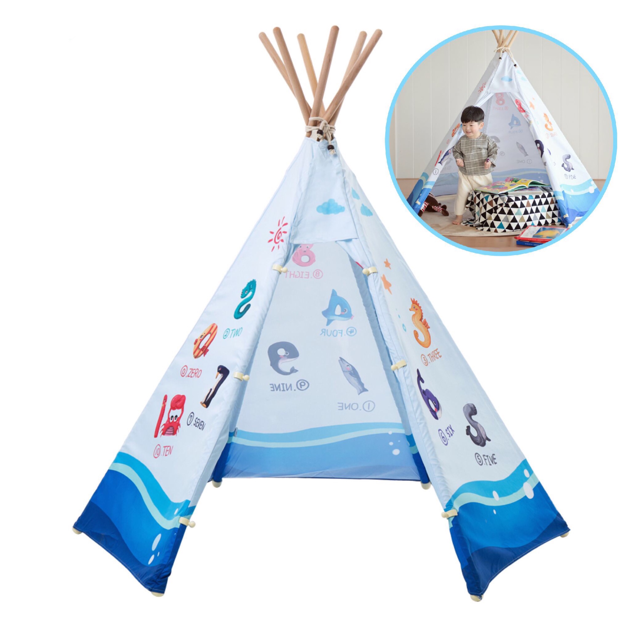 บ้านจำลองทรงเต๊นท์อินเดียนแดงสำหรับเด็ก LOOKA Tent (Under The Sea)