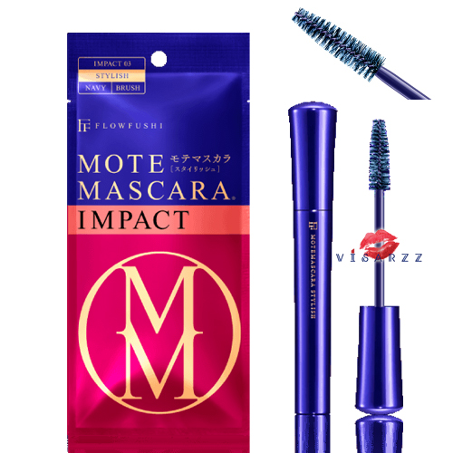 (สี Navy) Flowfushi Motemascara Stylish Impact 3 มาสคาร่ารุ่นใหม่ล่าสุดสี Navy สุดชิค พร้อมหัวแปรงที่ปัดง่ายให้ความยาวสูงสุดระดับ 10 พร้อมความหนาเรียงเส้นระดับ 7 ให้ดวงตาคุณเด่นดุจแฟชั่นนิสต้า