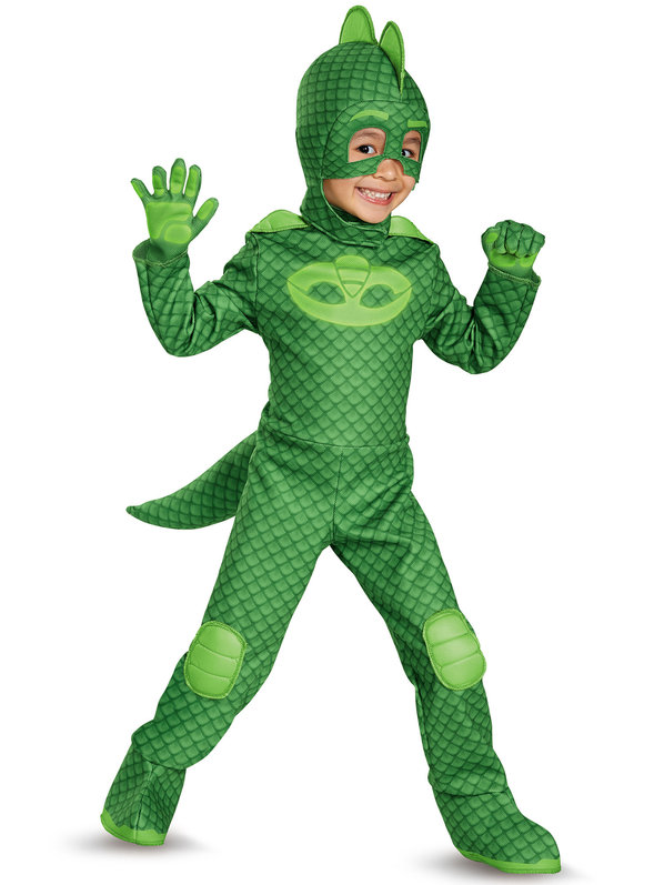 ชุดแฟนซีเด็ก PJ Masks Gekko Deluxe Toddler Costume ไซส์ M(3-4 ปี) และ XL(7-8 ปี)จากอเมริกา **แบบหน้าอกเรืองแสง**