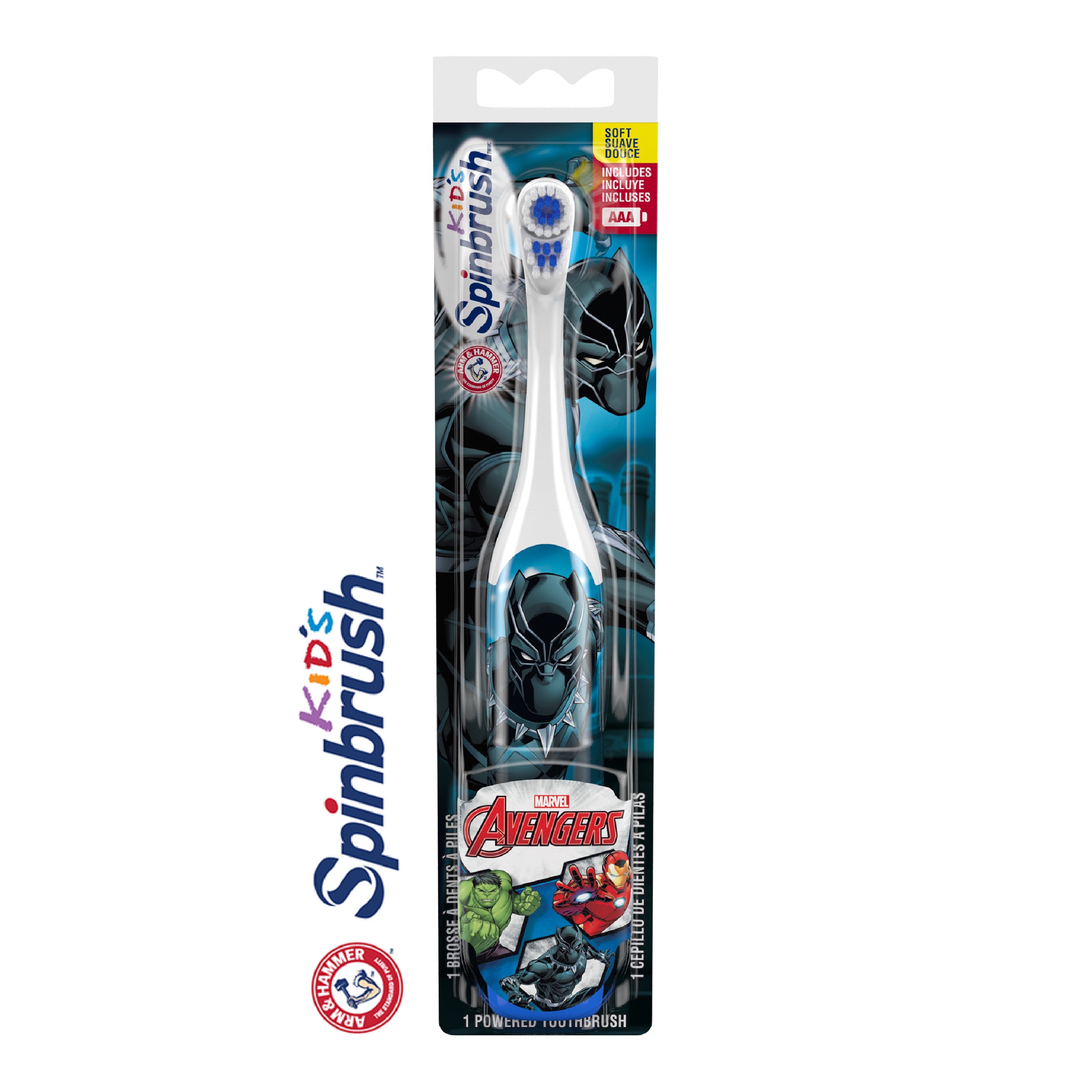 แปรงสีฟันอัตโนมัติสำหรับเด็ก Arm & Hammer Avengers Black Panther Spinbrush Kids Battery Toothbrush