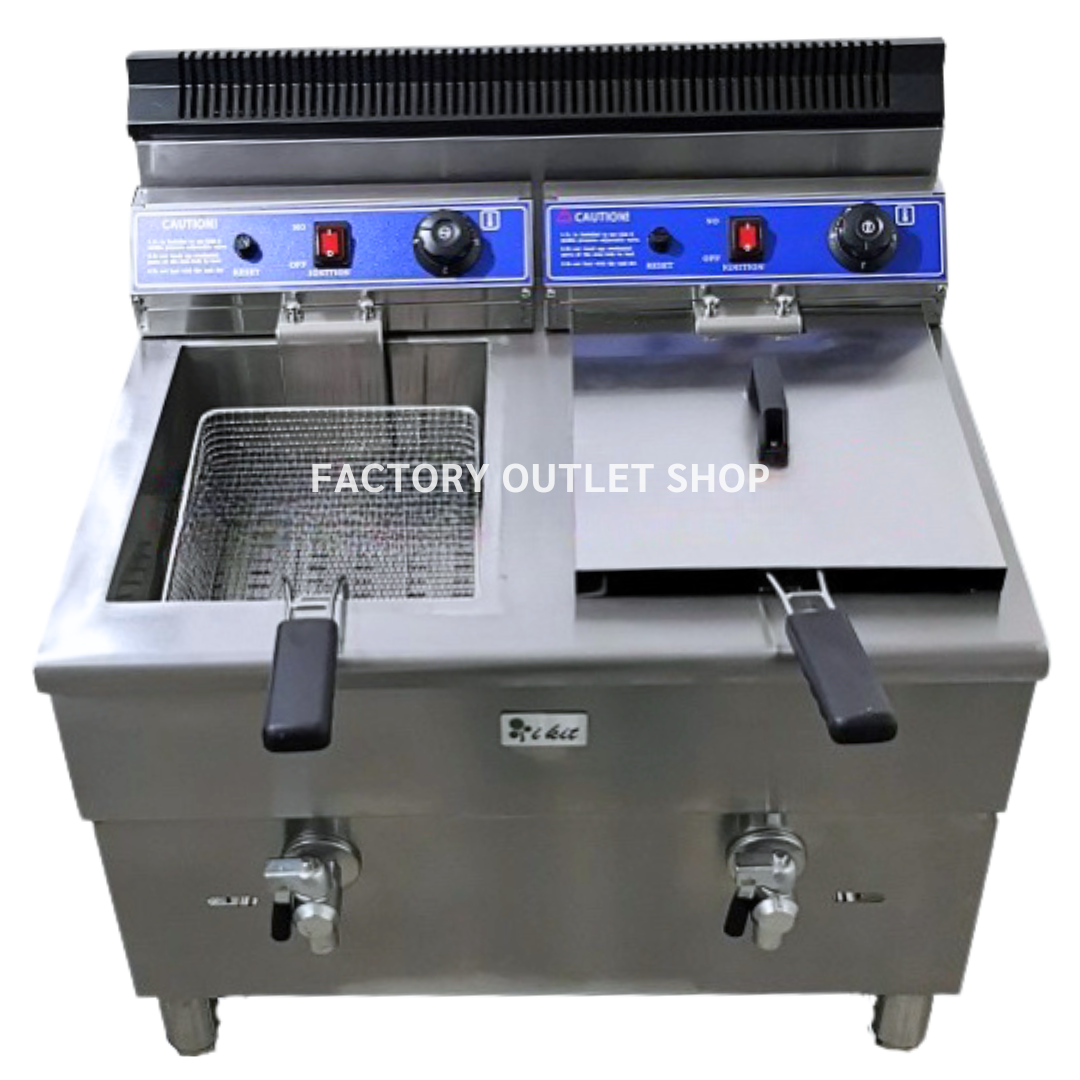เตาทอดแก๊ส 17*2 ลิตร เตาทอดสเตนเลส หม้อทอดไฟฟ้า เตาทอดเฟรนฟรายส์ Gas Deep Fryer 17*2 Liters