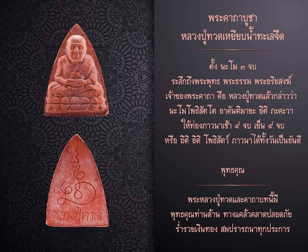 หลวงปู่ทวด วัดช้างให้ เหยีบน้ำทะเลจืด รุ่น นิรันตรายกลับดวงหนุนชีวิต เนื้อผงว่านพุทธคุณรวมมวลลสาร ปี2562 - หลวงพ่อเล็ก วัดท่าขนุน