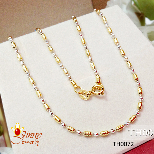 สร้อยคอ 2 กษัตริย์ ลายรีสลับหมุดกลมตัดลาย (งานอิตาลี) หนา 1.5 มิล