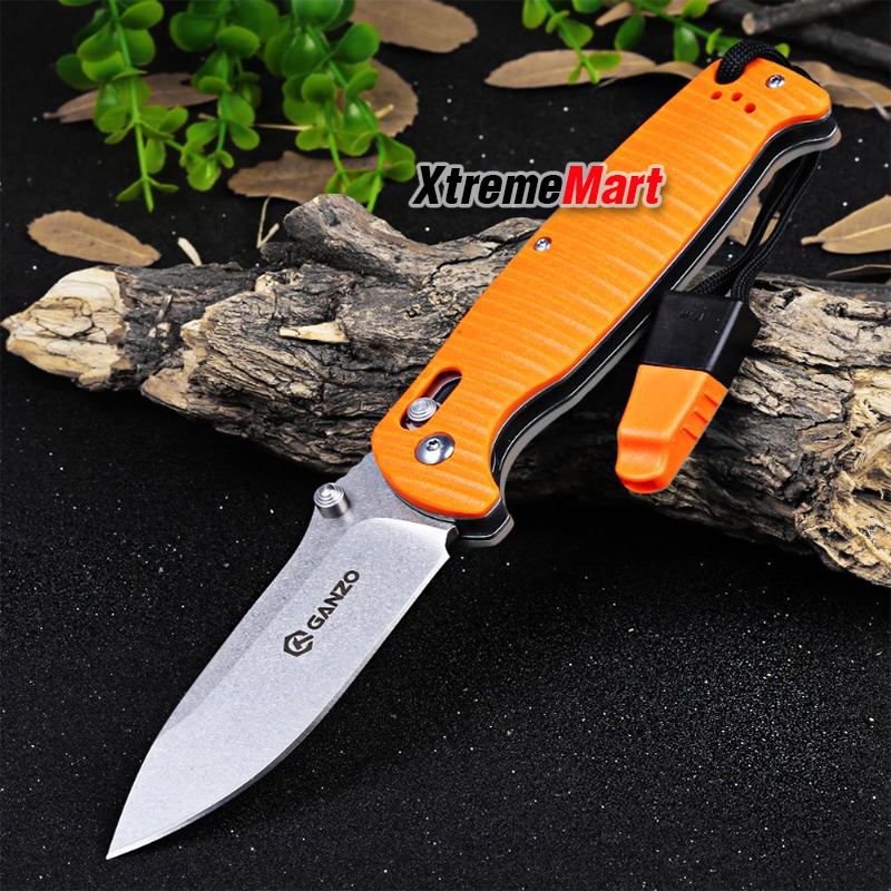 มีดพับ Ganzo G7412P-OR-WS พร้อมนกหวีด Axis Lock Stainless steel Folding Knives (ด้ามสีส้ม)