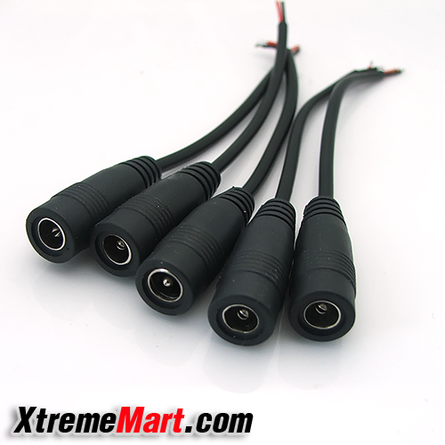 สายพร้อมขั้วเสียบแบตเตอรี่ สำหรับไฟฉายติดจักรยาน DC Power Extension Female Cable-Black (ตัวเมีย)