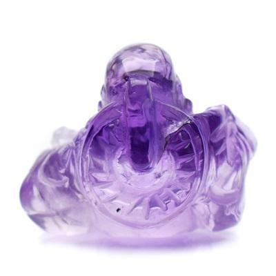 Carving Amethyst พลอยอเมทิสต์แกะสลัก รูปพระสังกัจจายน์ หนัก 54.61 กะรัต สีม่วงโทนหวาน อมชมพู ความสะอาดมีตำหนืภายในเม็ด แต่ชิ้นนี้จัดว่ามีตำหนิน้อยค่